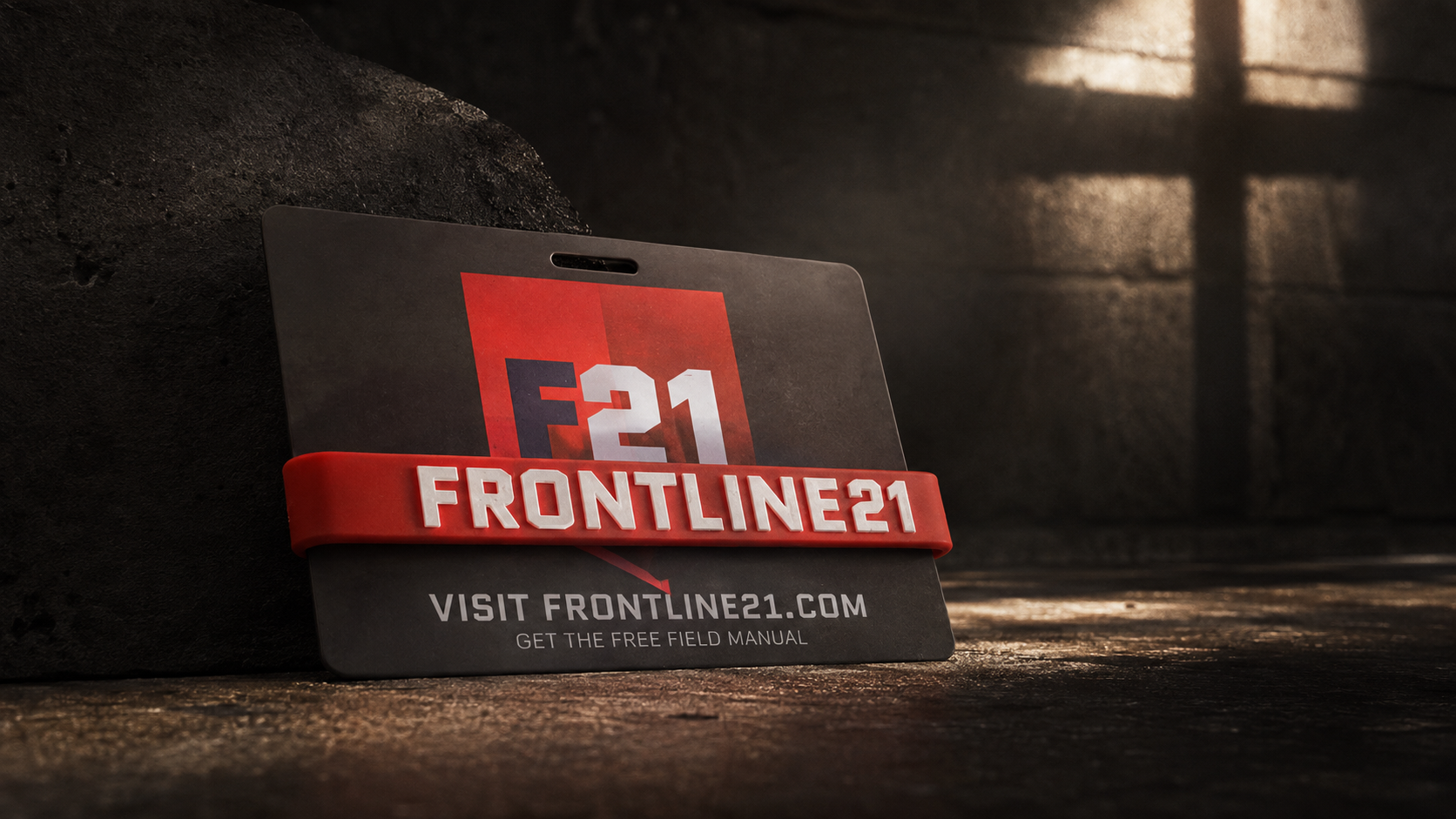 Frontline21 wristband card, front